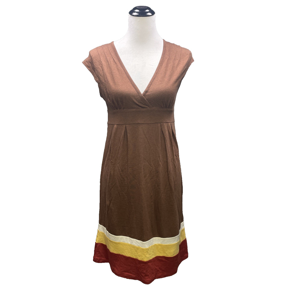 NWT Banana Republic Brown Colorblock Empire Waist Knit Dress Women’s Small